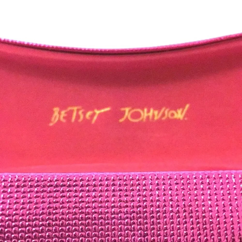 Betsy Johnson eyeglasses case hot pink golden logo